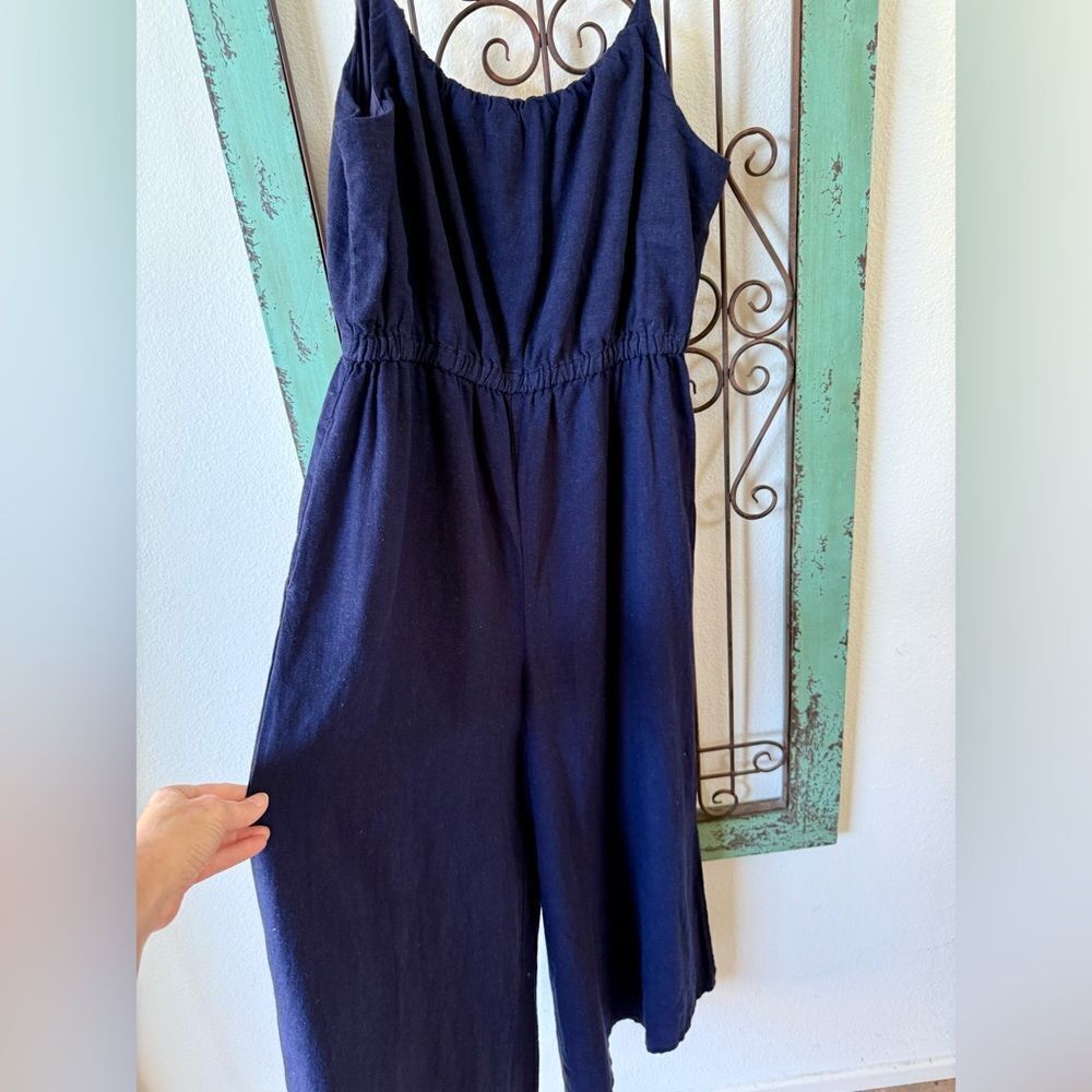Haute Hippie summer staple, NET. Linen blend jumpsuit w pockets. Lg. - Picture 4 of 9